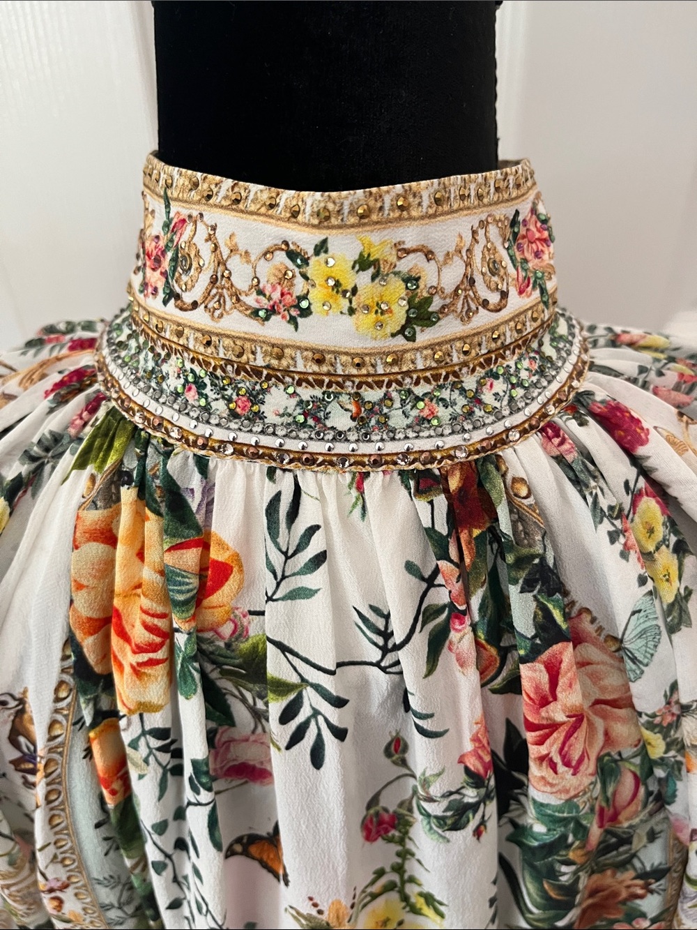 Camilla NWT Renaissance Romance ragland button silk shirt high neck jewels Small - Picture 8 of 16